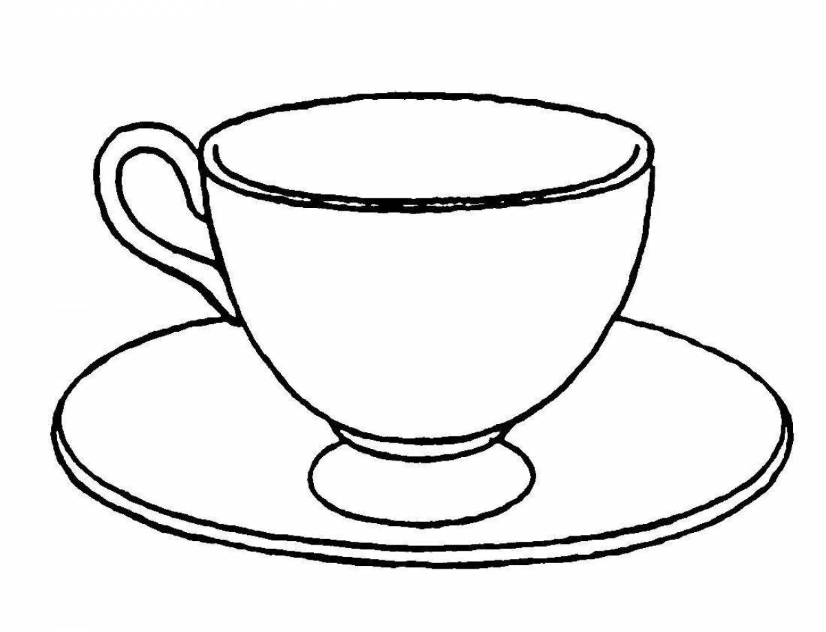 Coloring page elegant tea cup and saucer