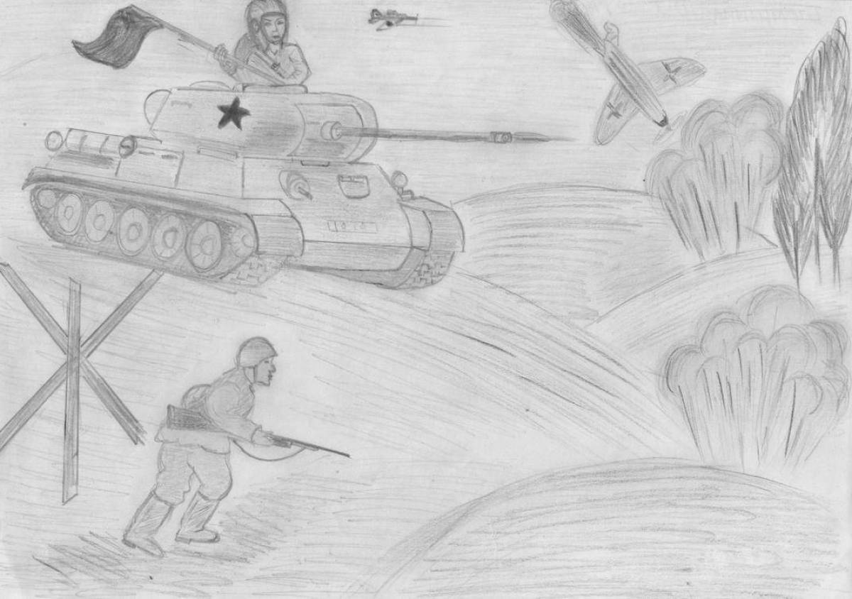 Inspirational drawing of the Battle of Stalingrad