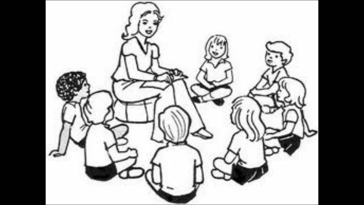 Kindergarten teacher and children #3