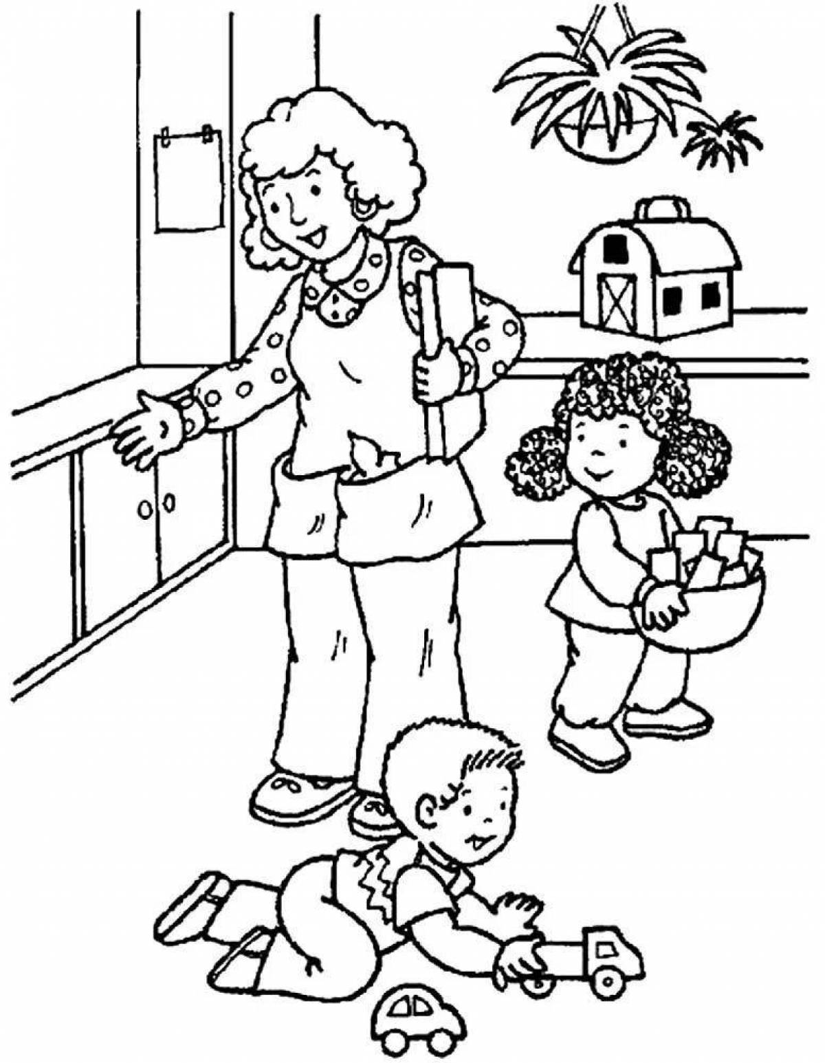 Воспитатель и дети в детском саду #7