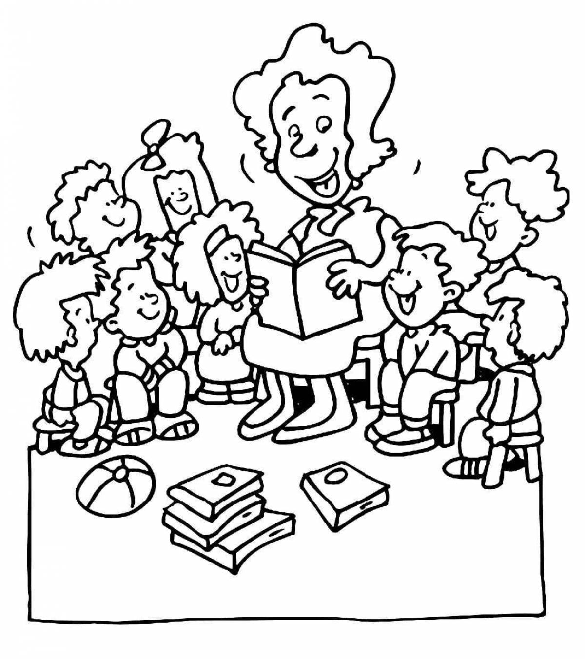 Воспитатель и дети в детском саду #11