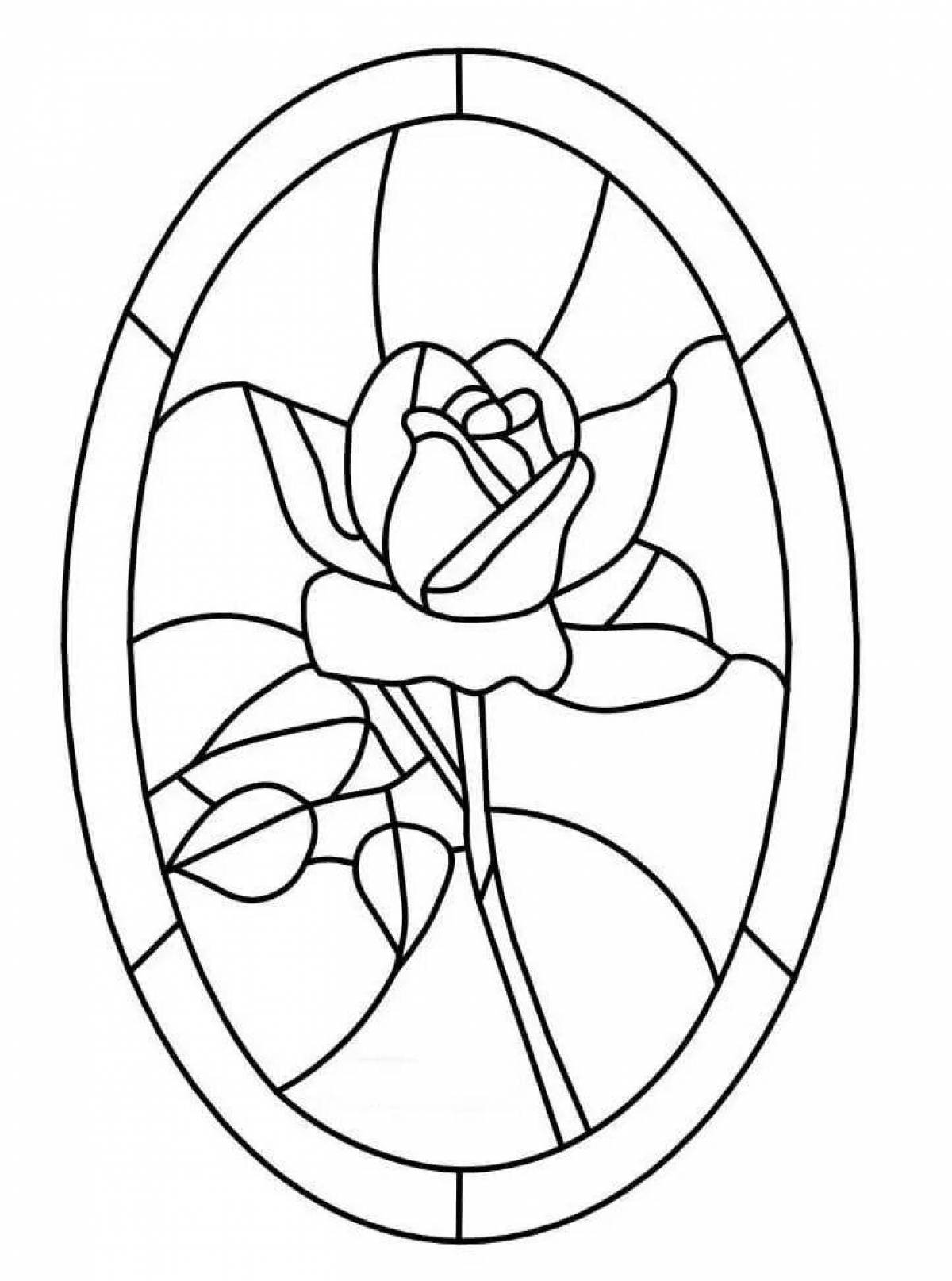 Large stained glass window coloring page