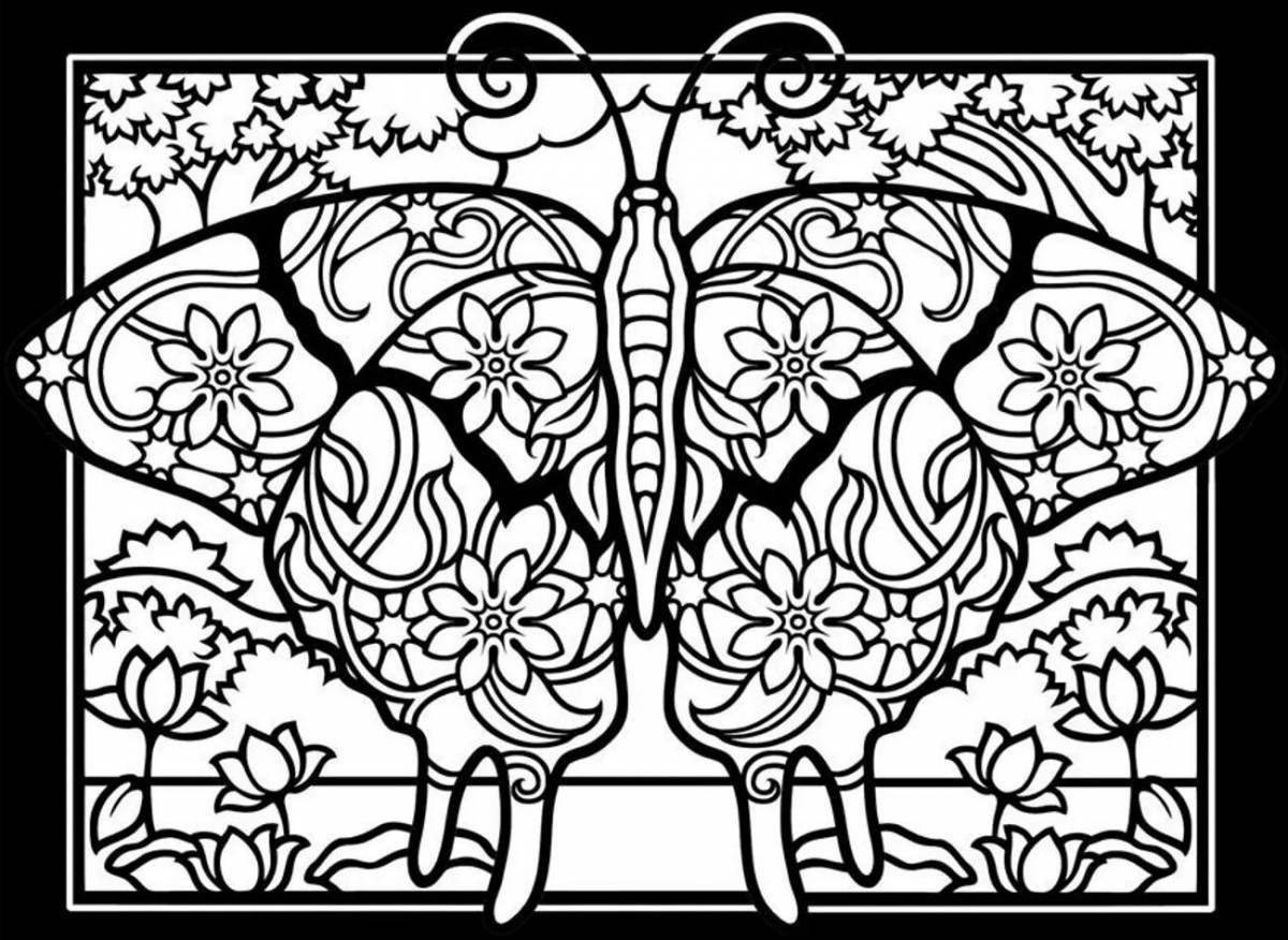 Coloring page elegant stained glass