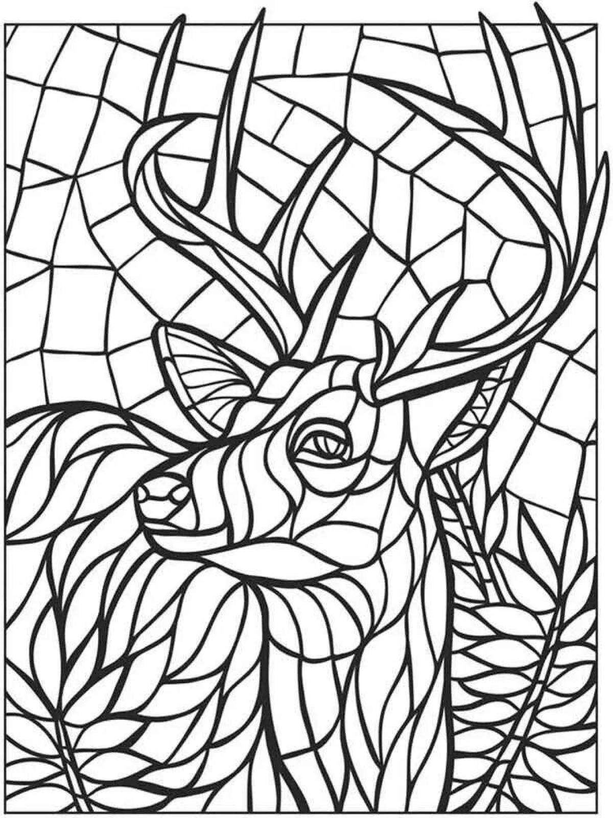 Fine stained glass coloring page