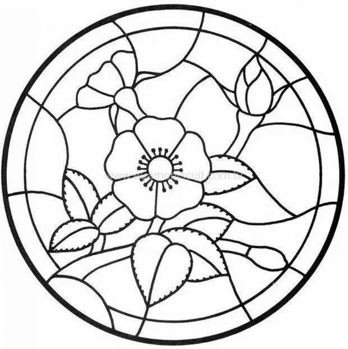 Delicate stained glass coloring page