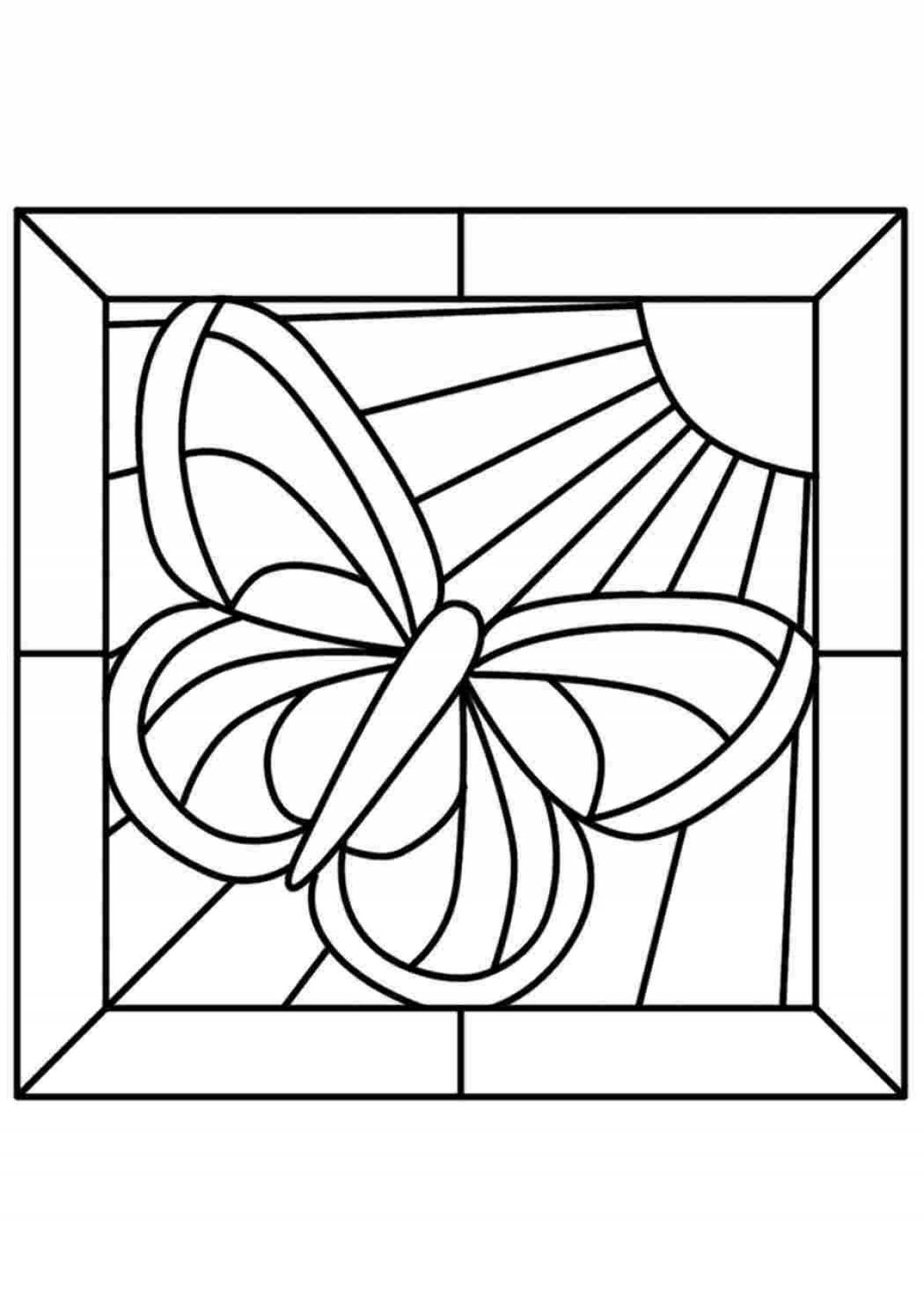 Playful stained glass coloring page