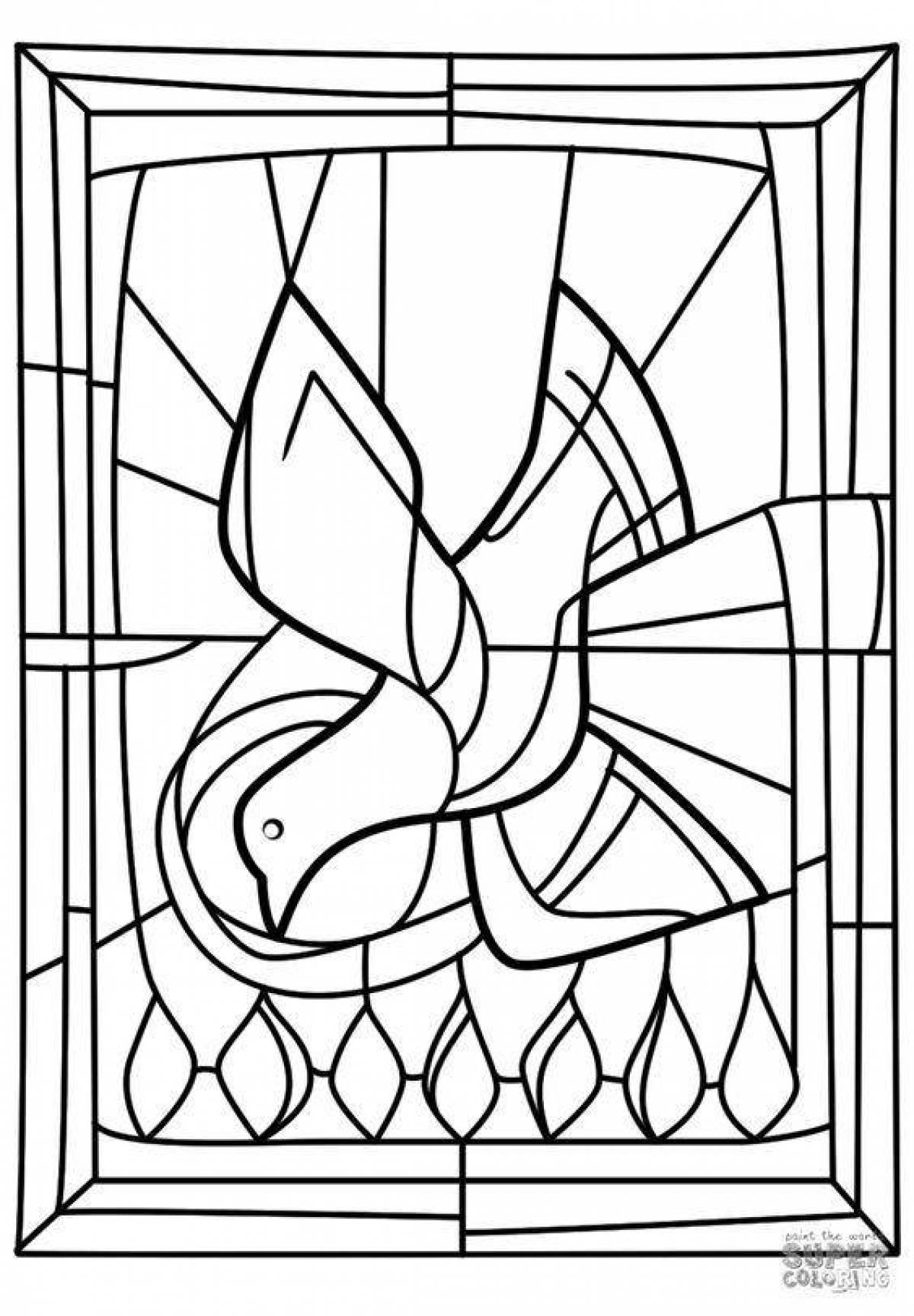 Adorable stained glass coloring page