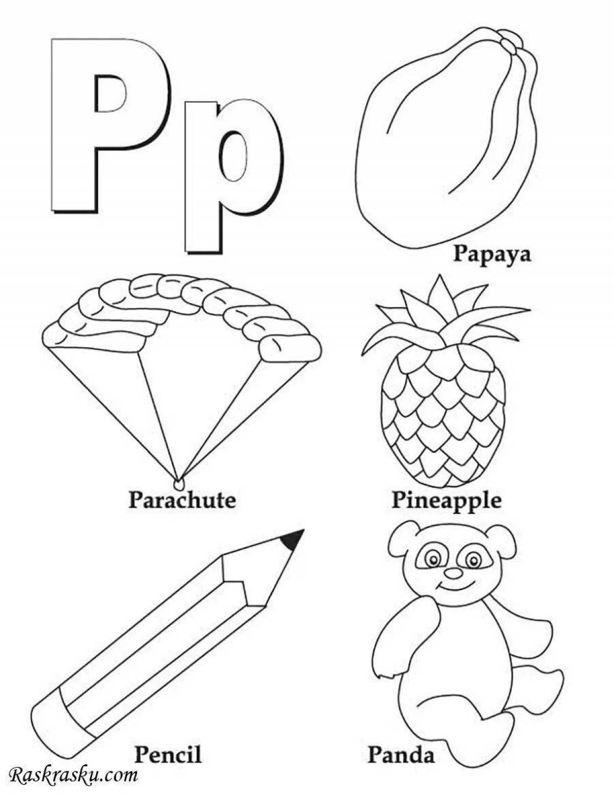 Bright alphabet coloring page