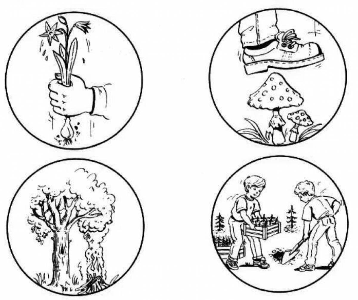 Coloring page mysterious environmental signs