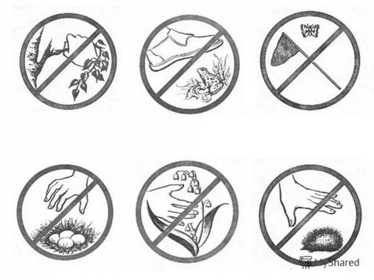 Coloring page peaceful environmental signs
