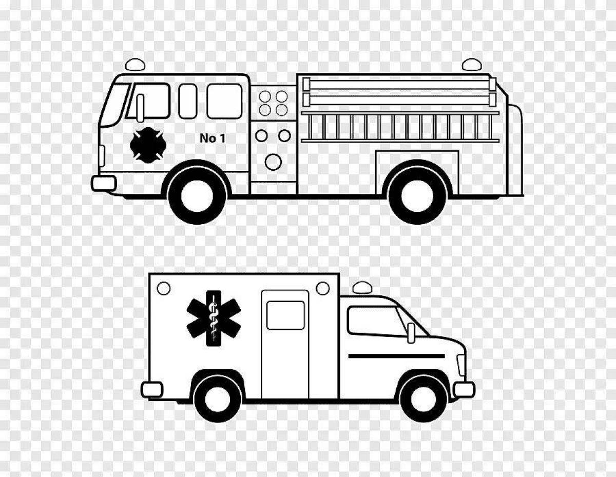 Dynamic ambulance coloring page