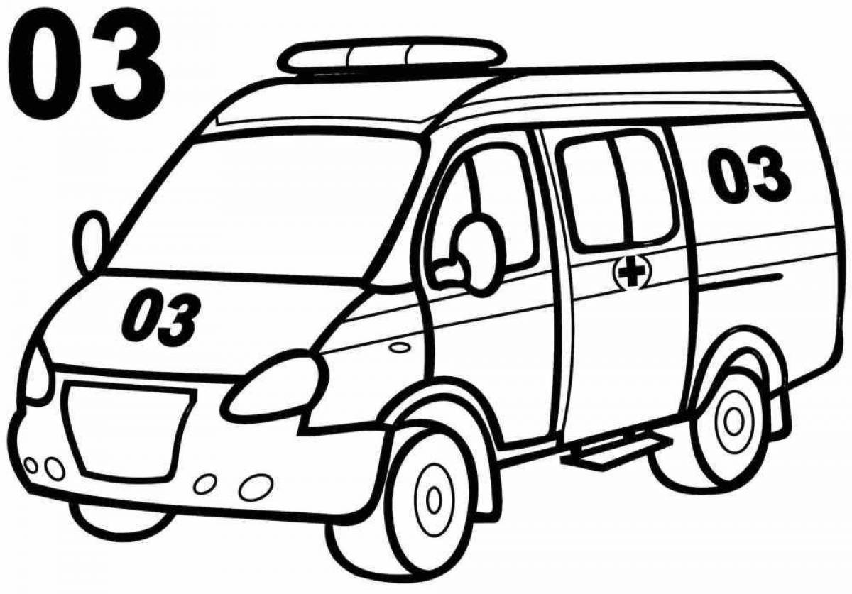 Attractive ambulance coloring page