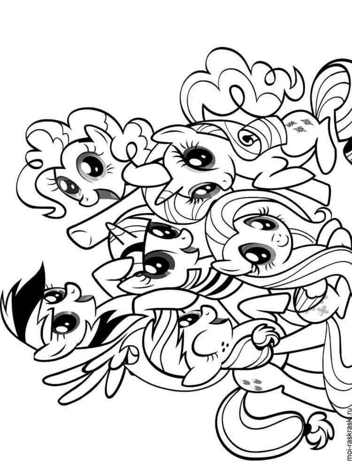 Coloring page sparkling pony turn on