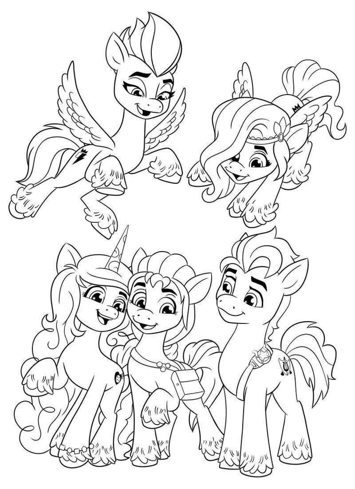 Coloring page nice pony turn on