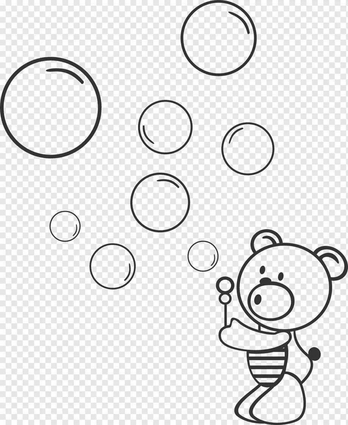 Раскраска Котик и мыльные пузыри