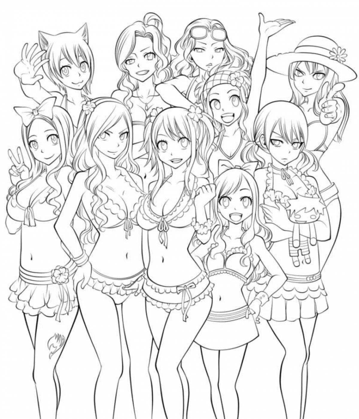 Funny anime people coloring page