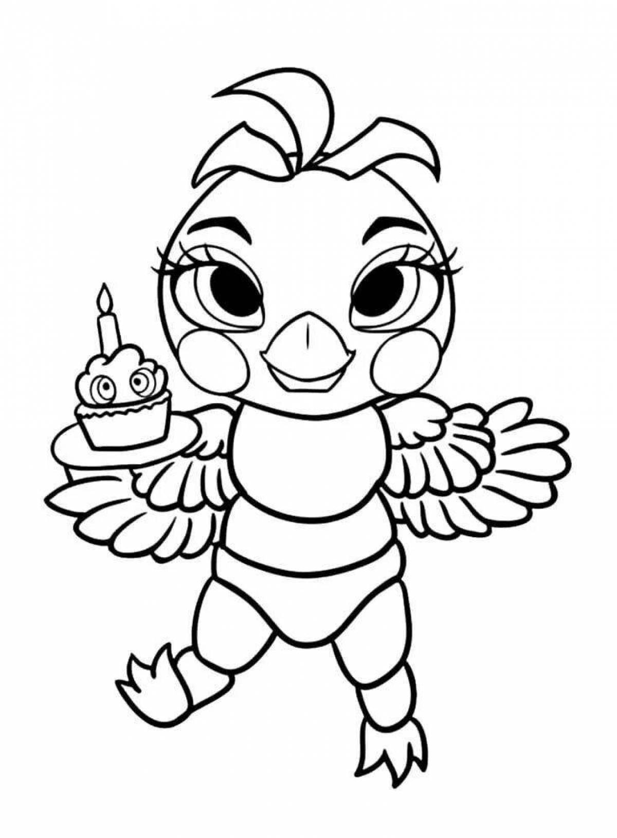 Toy chick's colorful coloring page