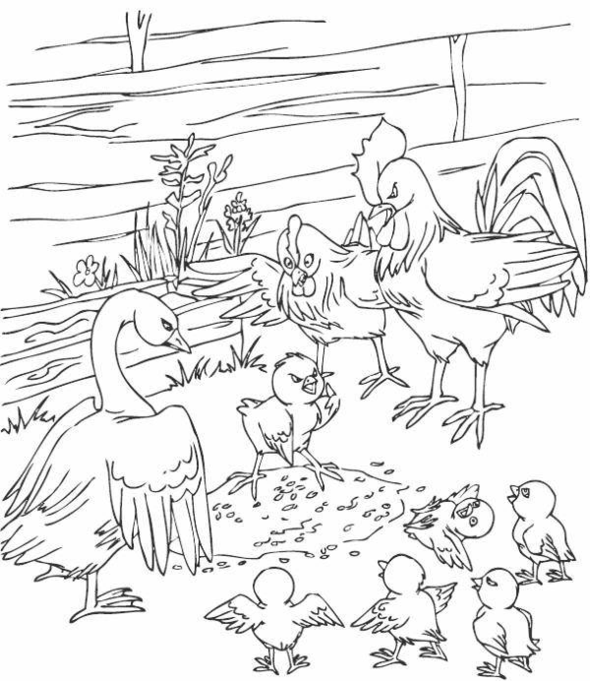 Calm bird's yard coloring page