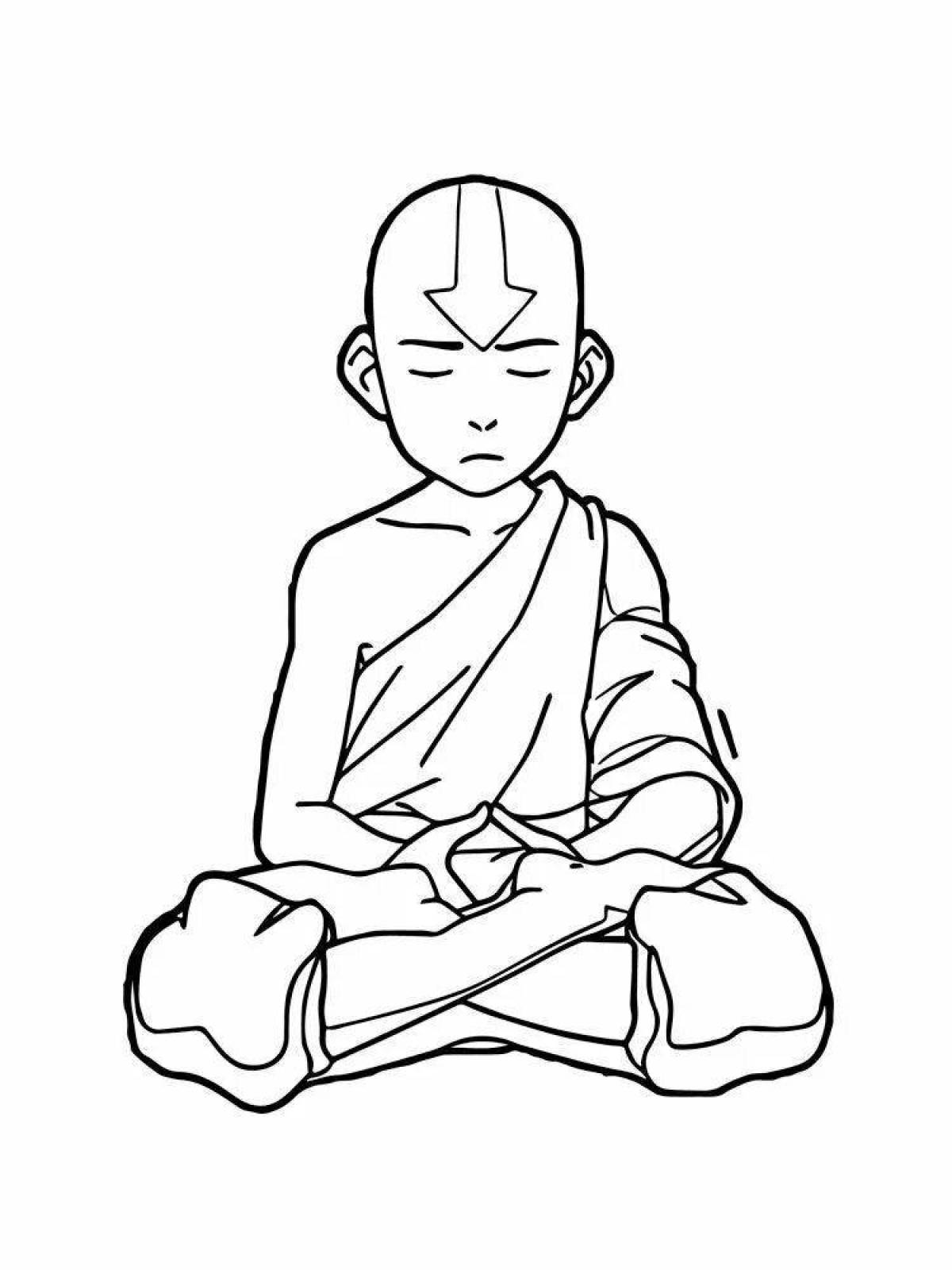 Aang's funny avatar coloring page