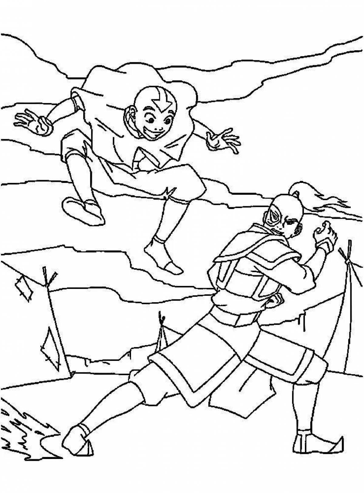 Aang playful avatar coloring page