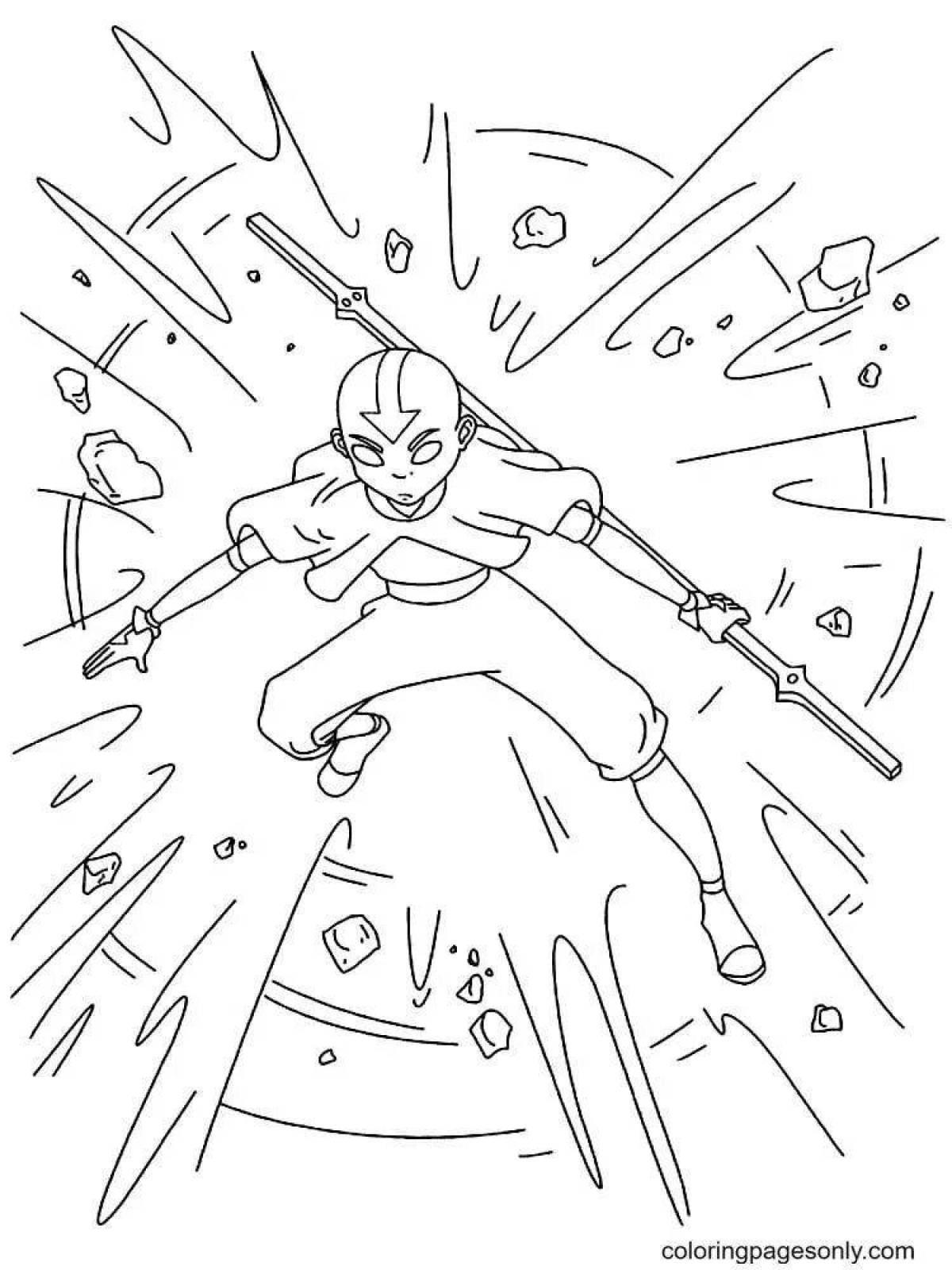 Aang's avatar adorable coloring page