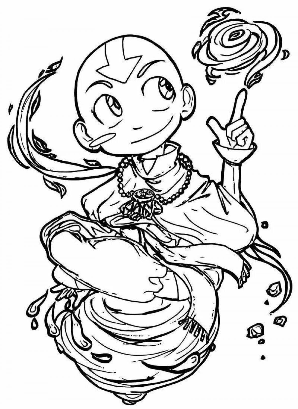 Aang's magical avatar coloring page