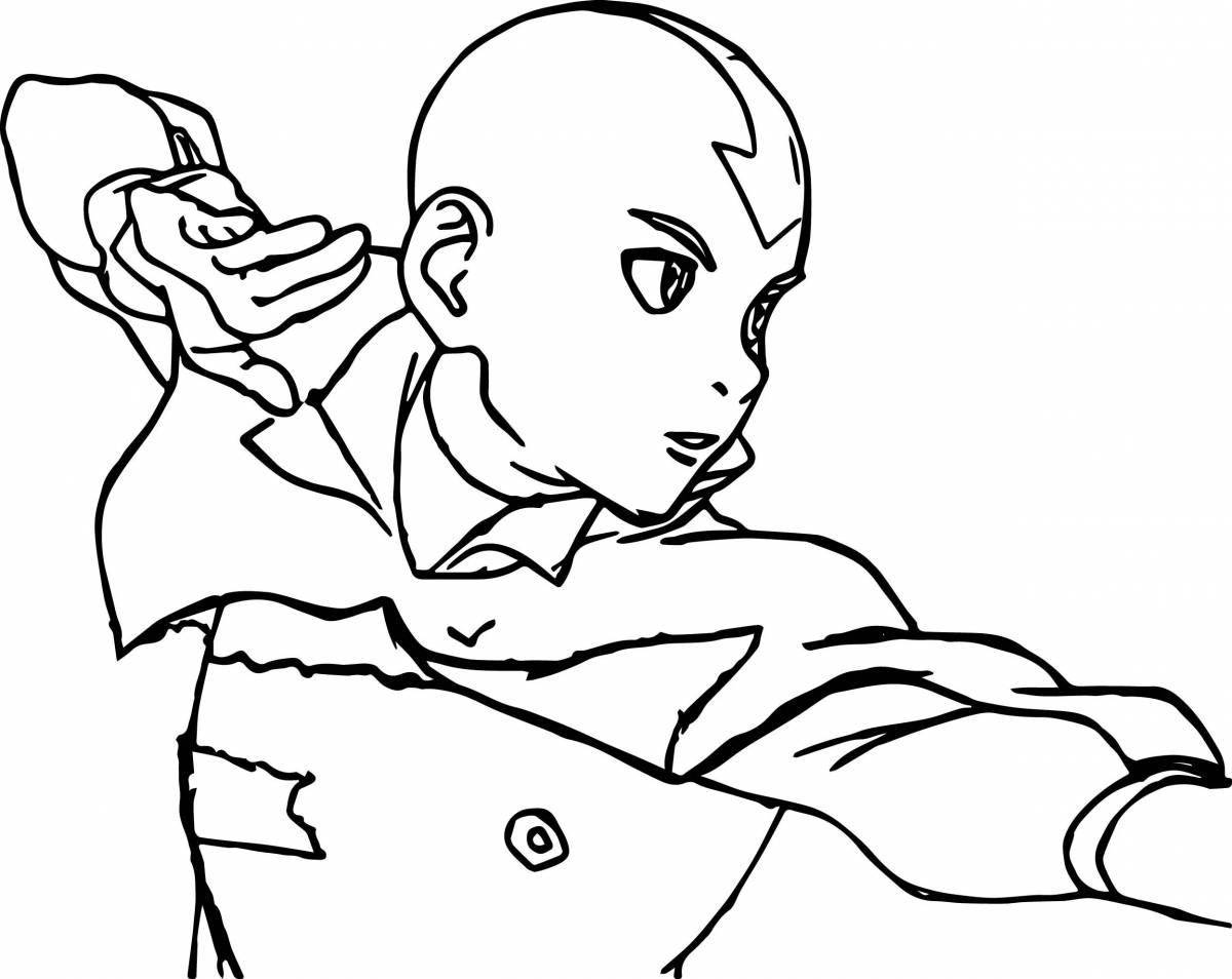 Aang's gorgeous avatar coloring page
