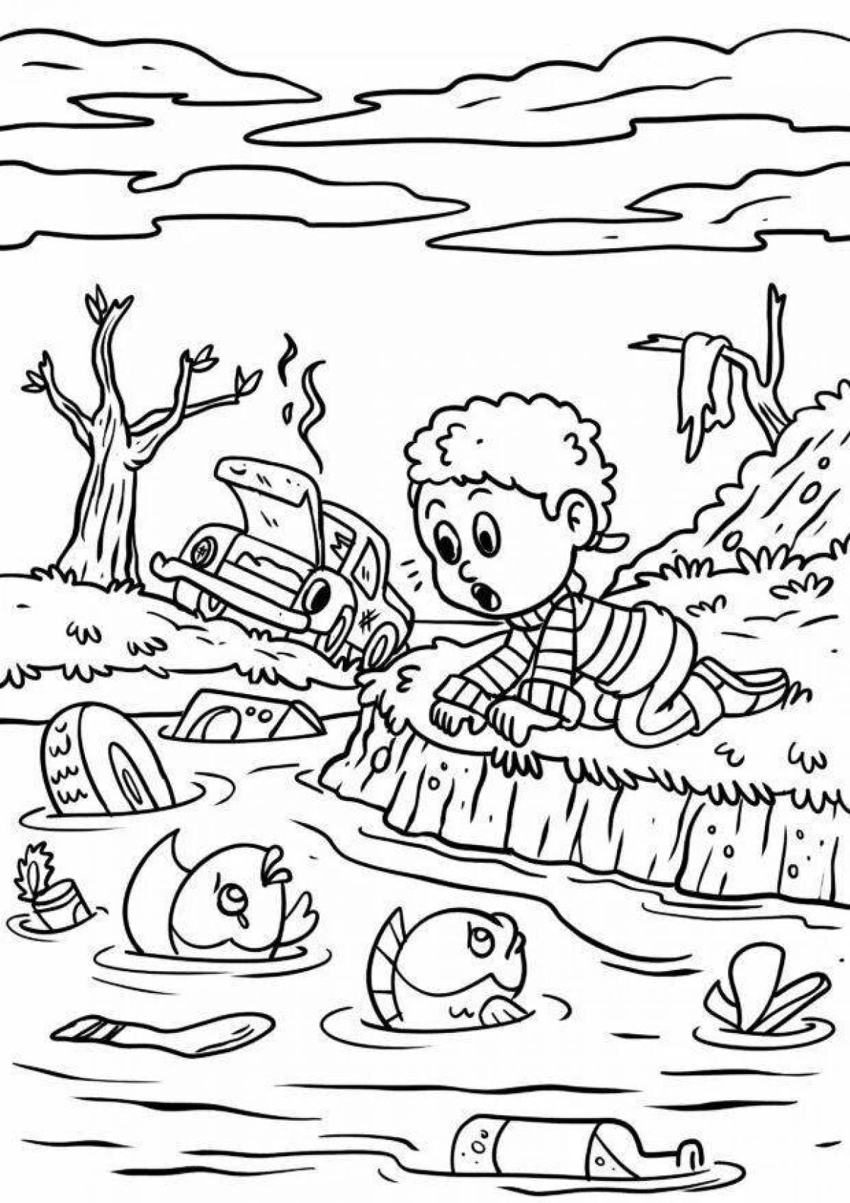 Innovative save water coloring page