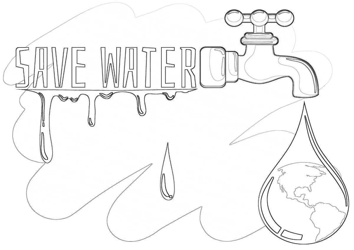 Colorful save water coloring page