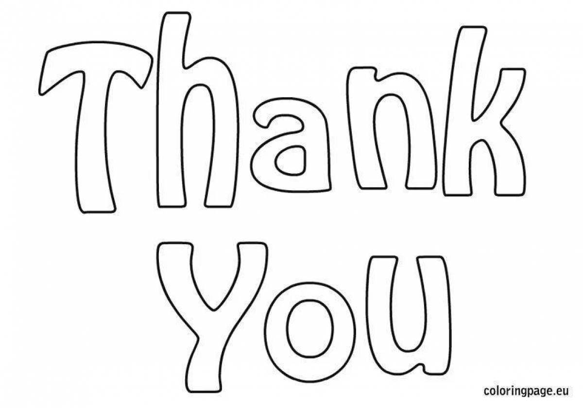 Exciting thank you coloring page