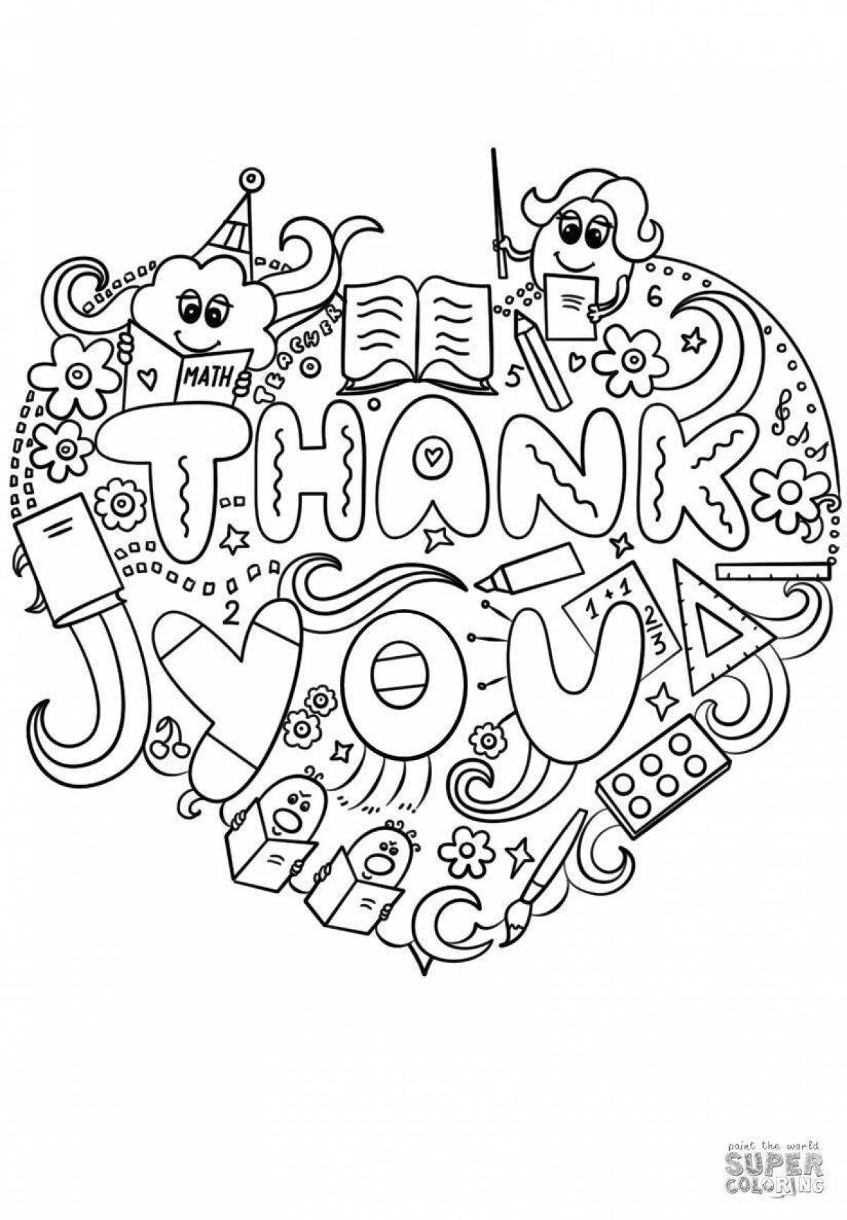 Adorable thank you coloring page