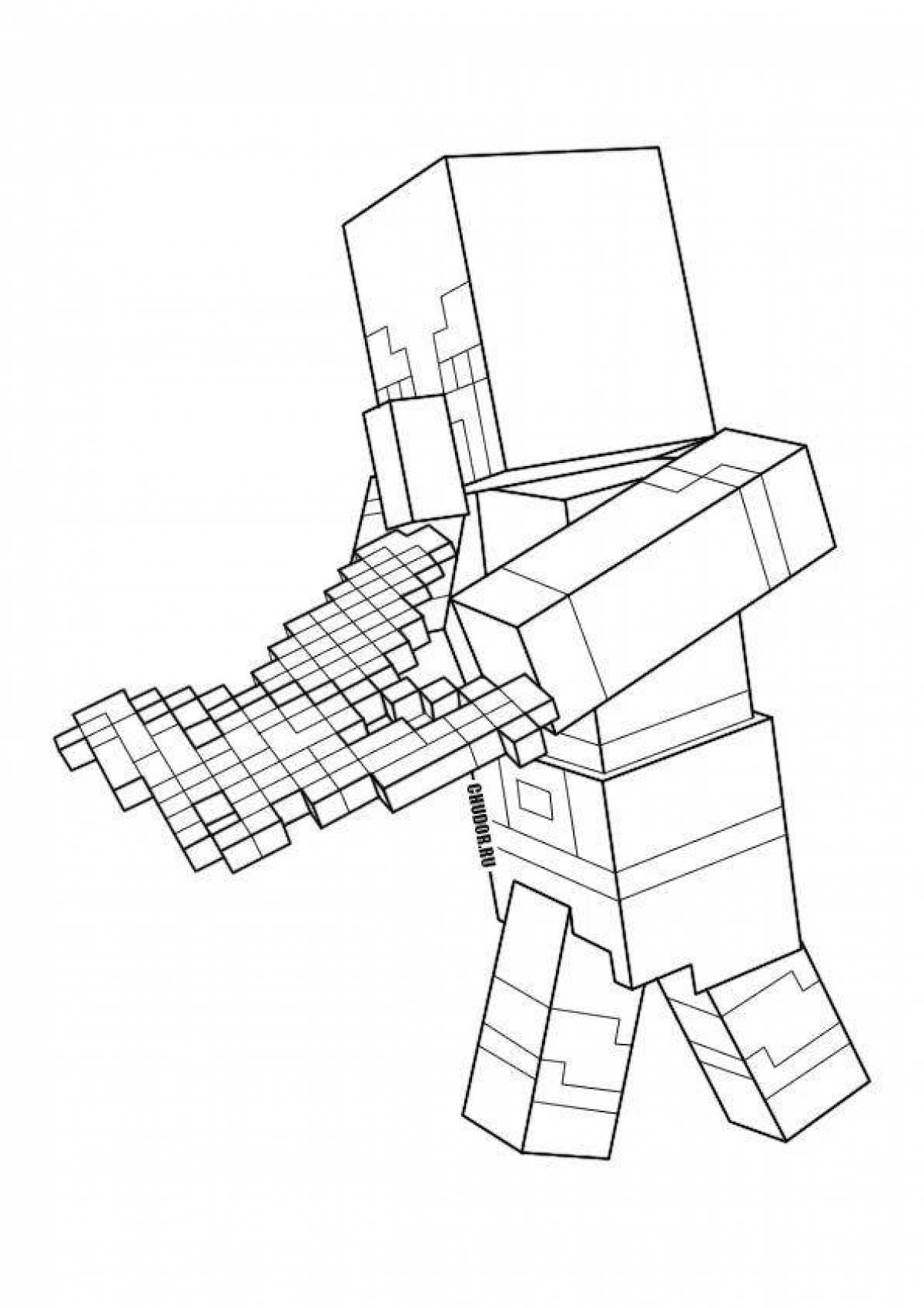 Awesome minecraft wardan coloring page