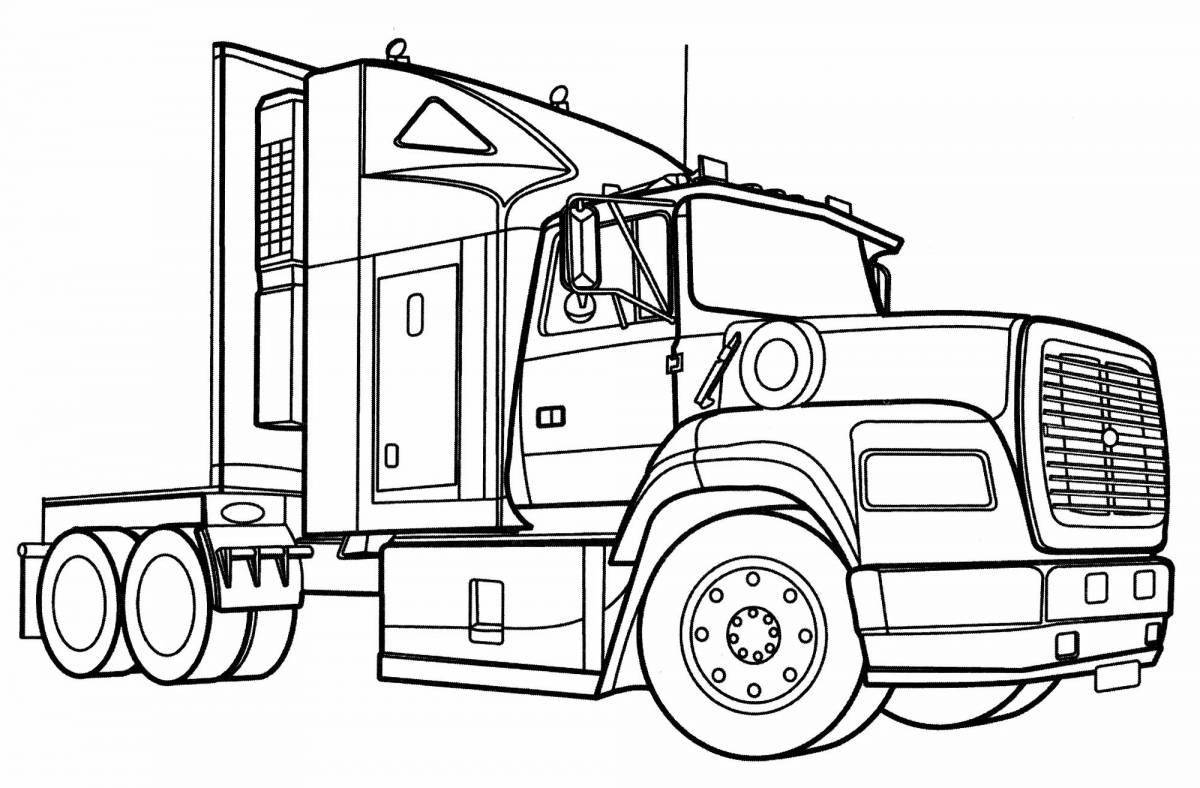 Colorful volvo truck coloring page