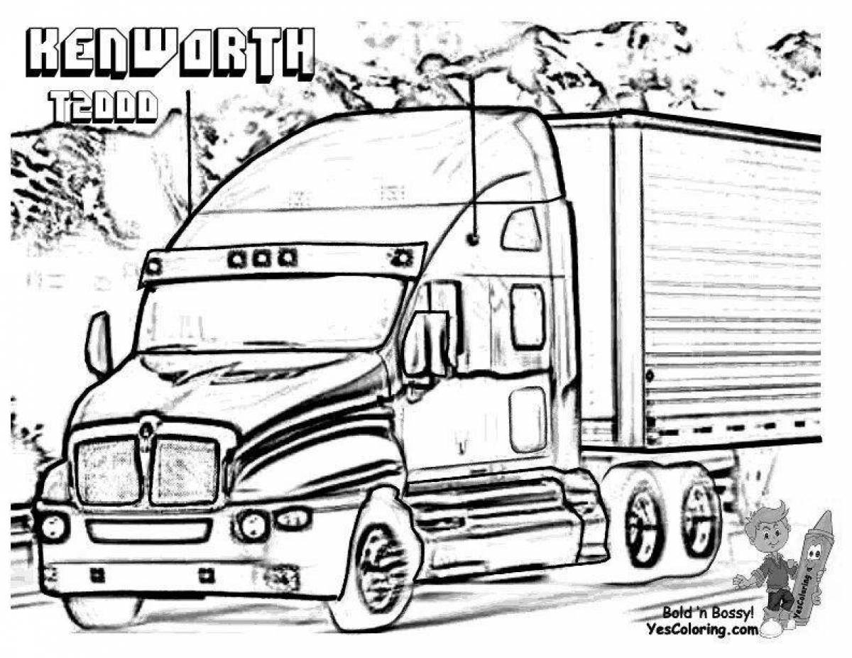 Happy volvo truck coloring page