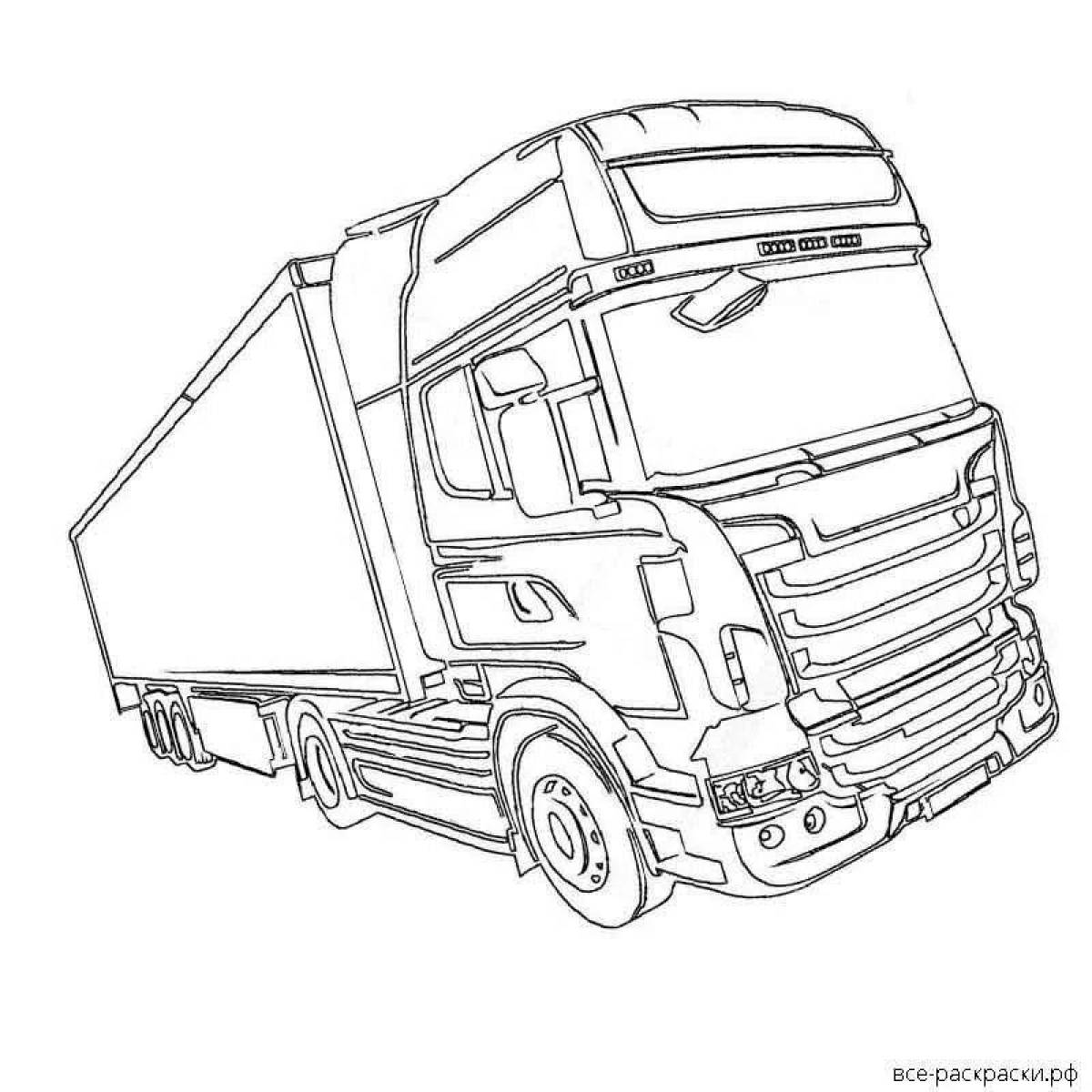 Смелый volvo truck coloring page