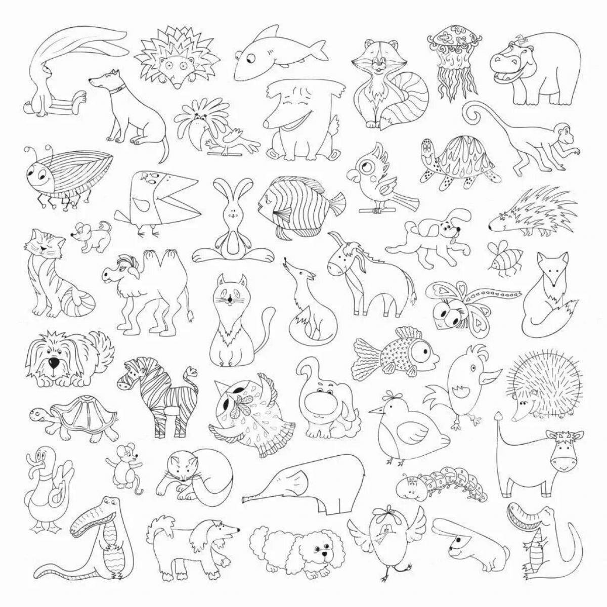 Удивительная раскраска «много животных»