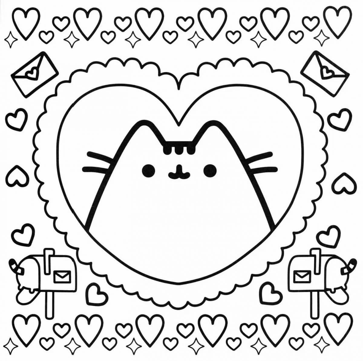Pusheen's Glorious Christmas Coloring Page