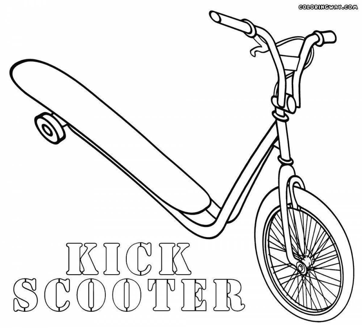 Coloring page colorful stunt scooter