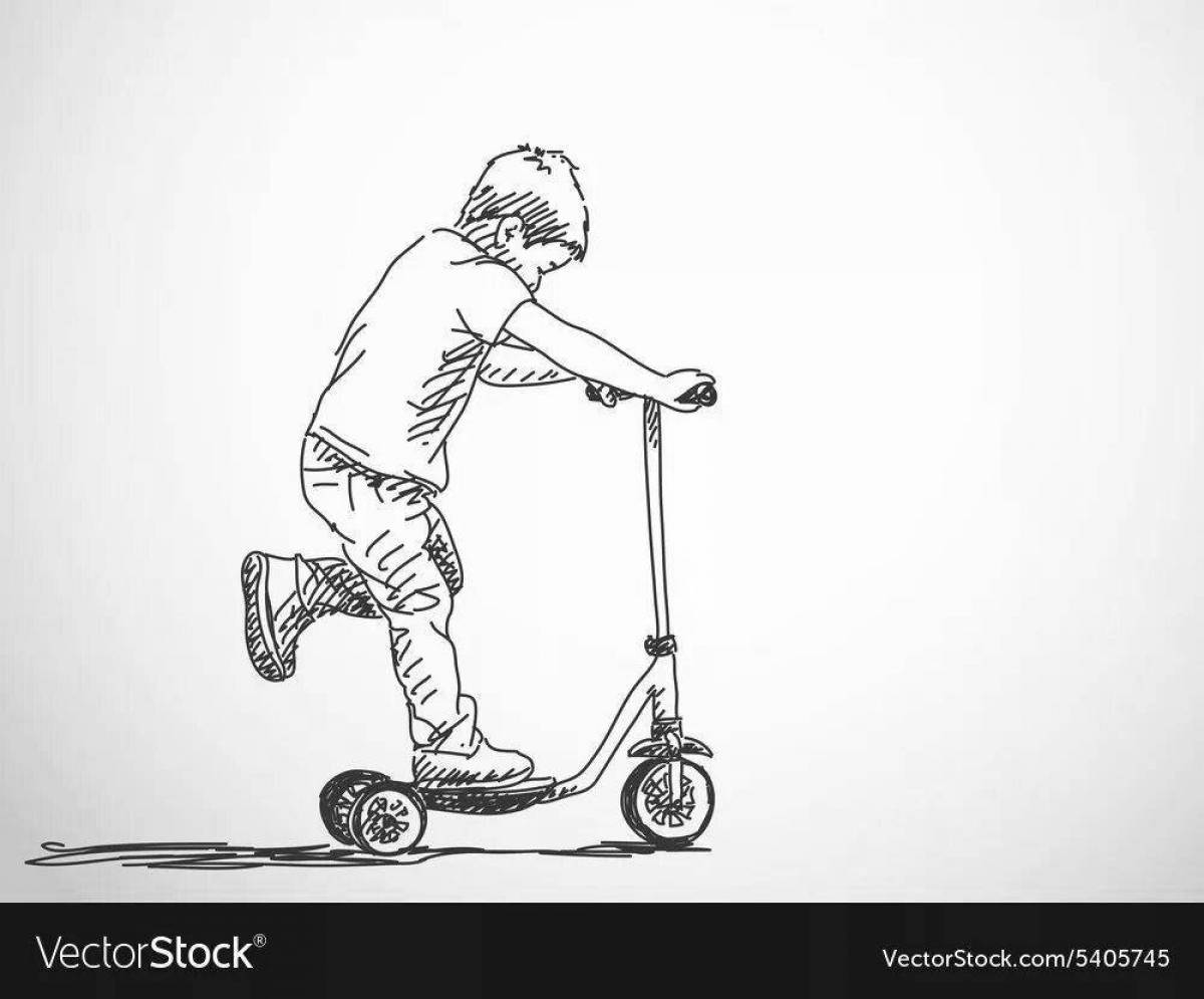 Attractive stunt scooter coloring page