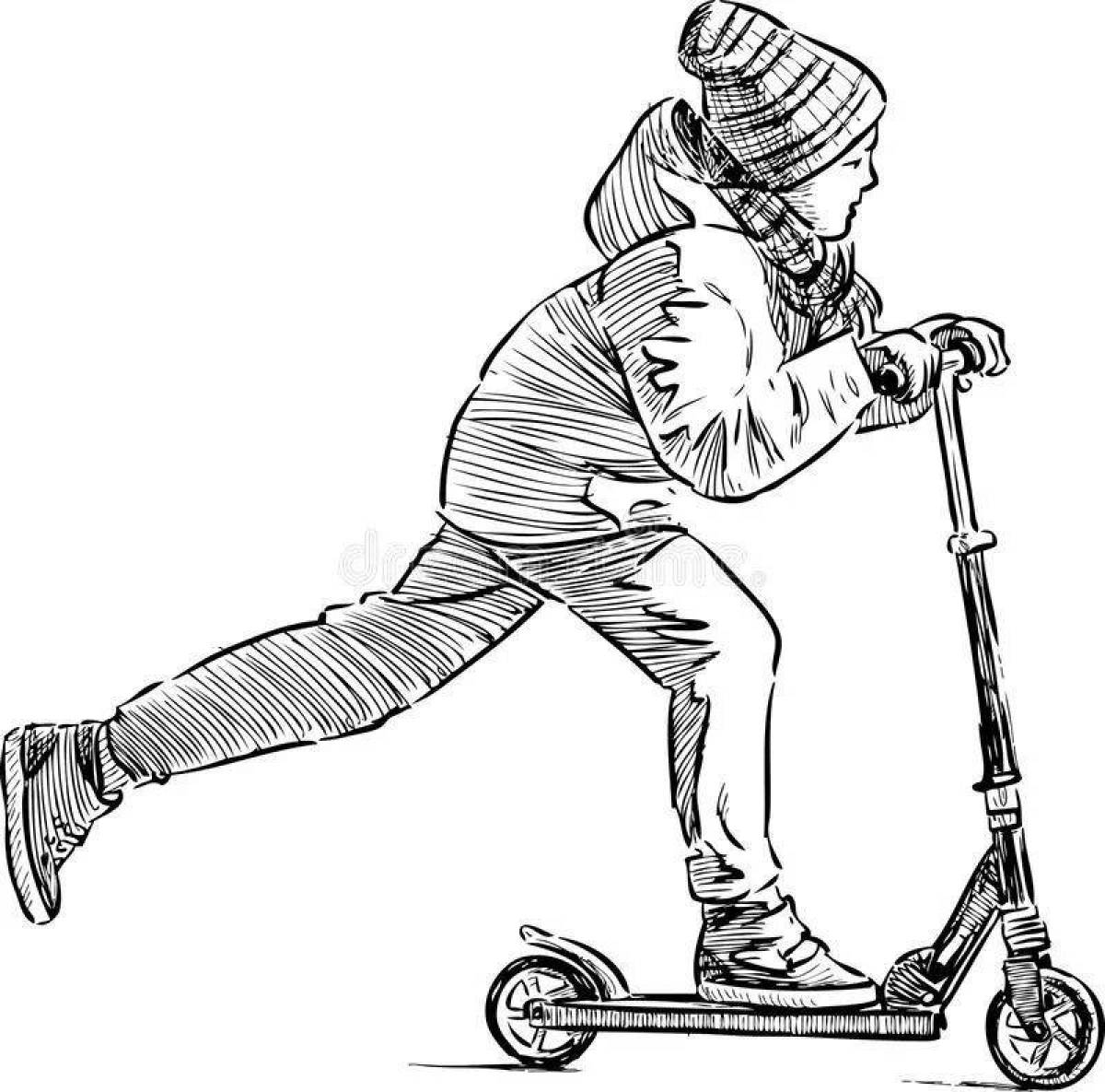 Vivacious stunt scooter coloring page