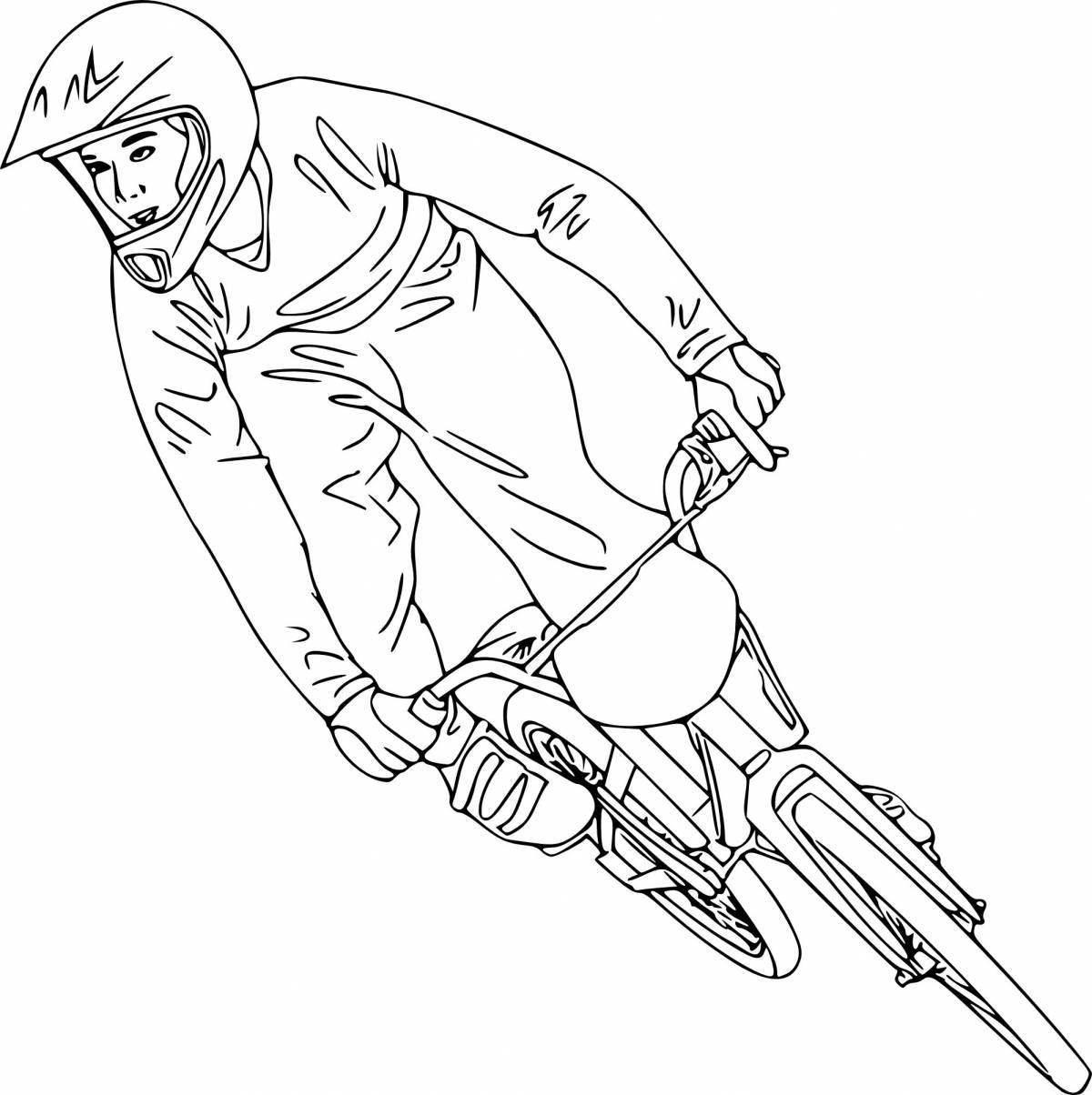 Coloring page energetic stunt scooter