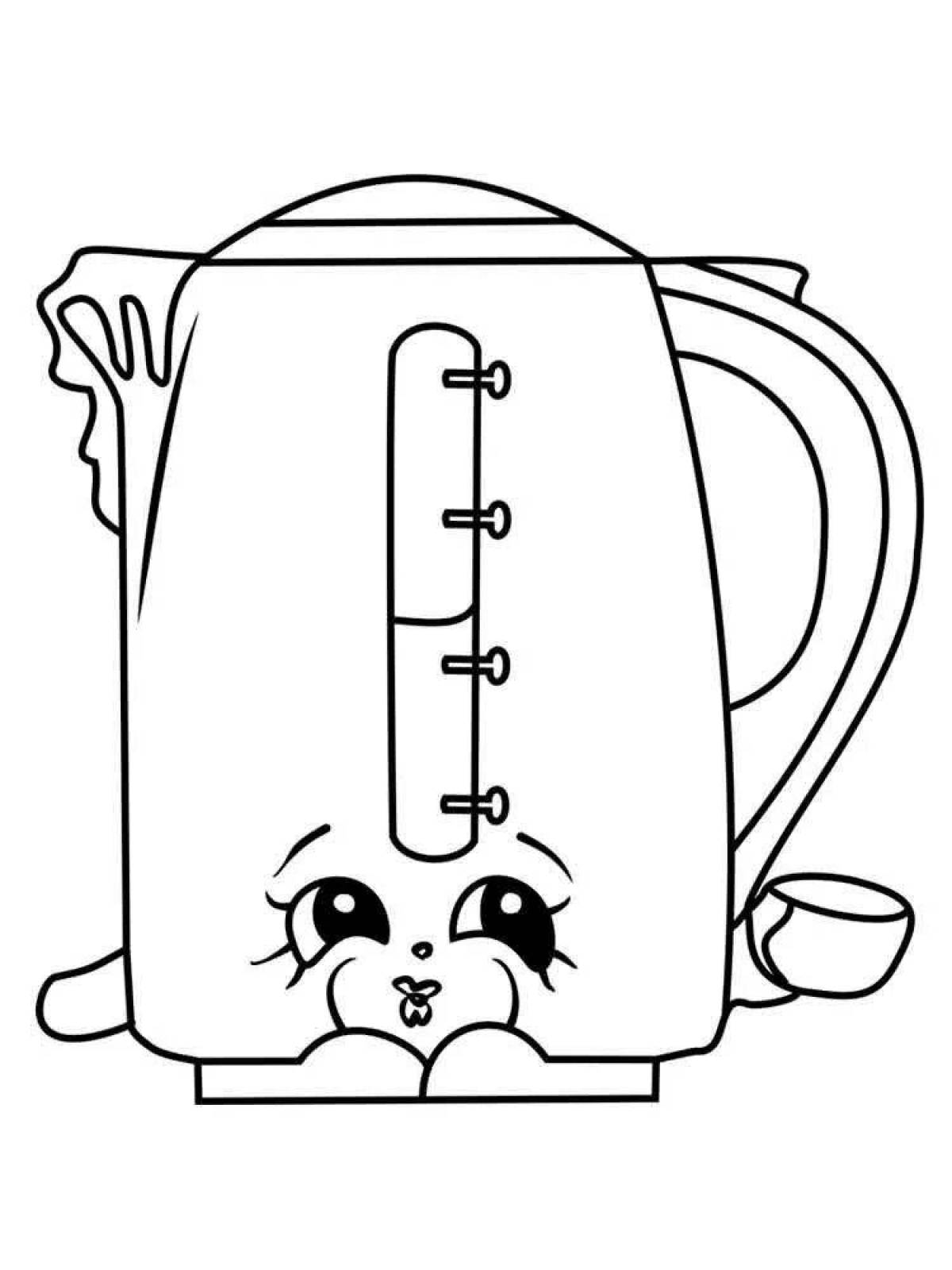 Coloring page bright electric kettle