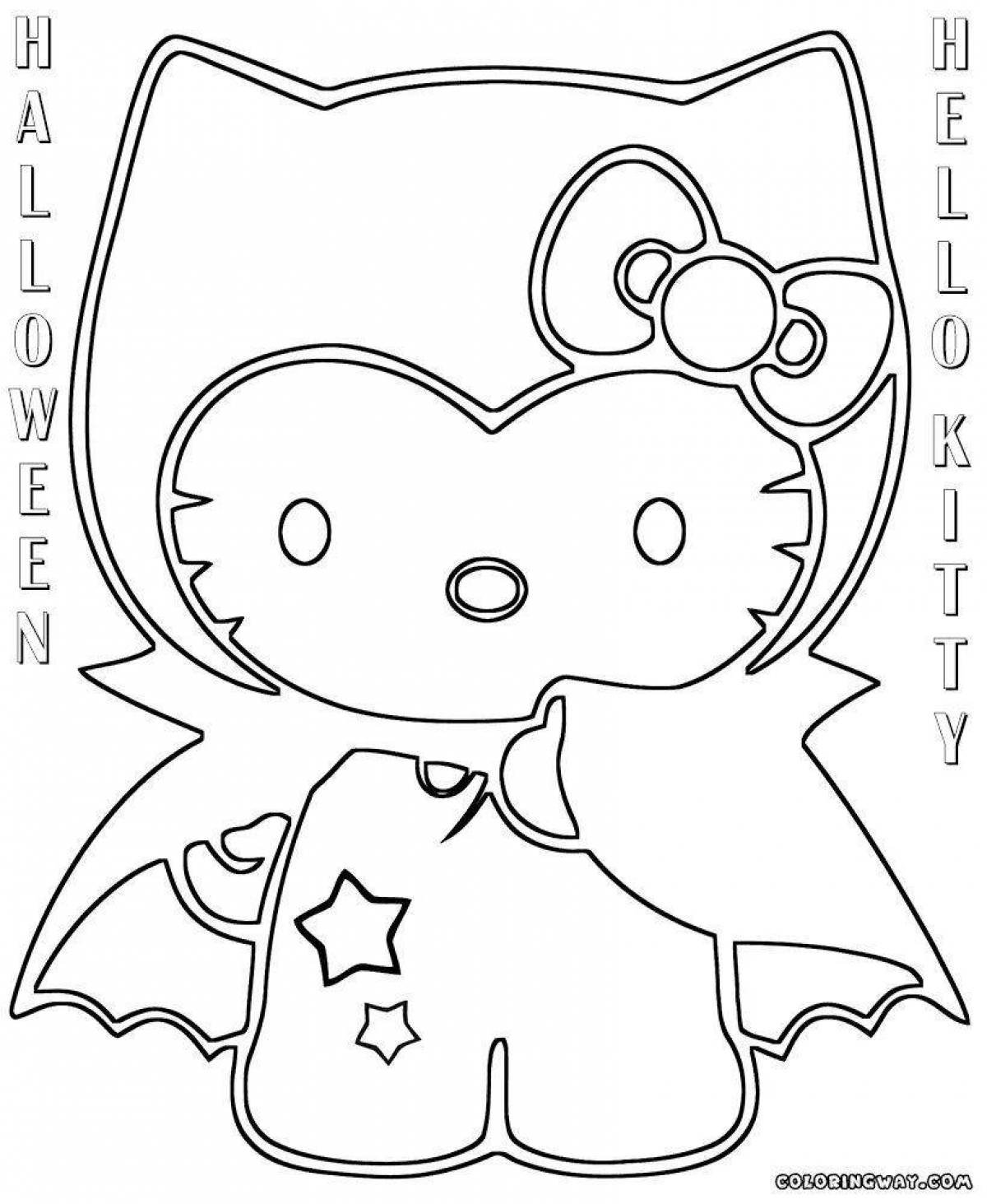 Horrifying halloween kitty coloring page