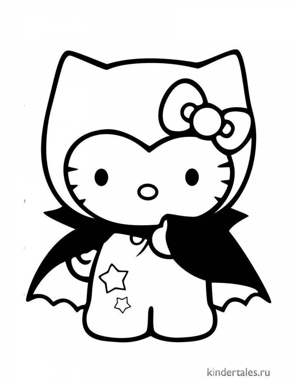 Halloween kitty ghost coloring page