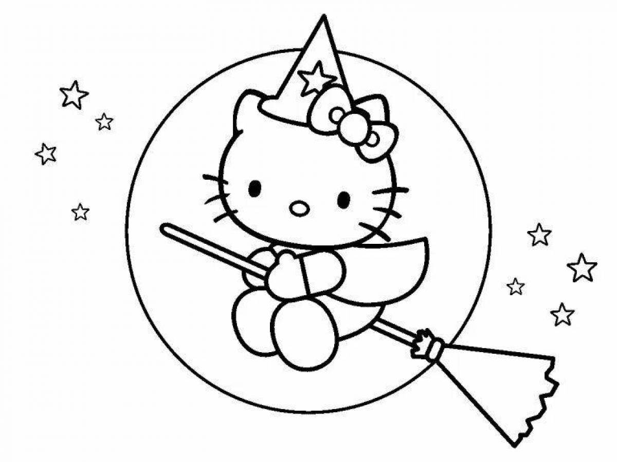 Horrible halloween kitty coloring page