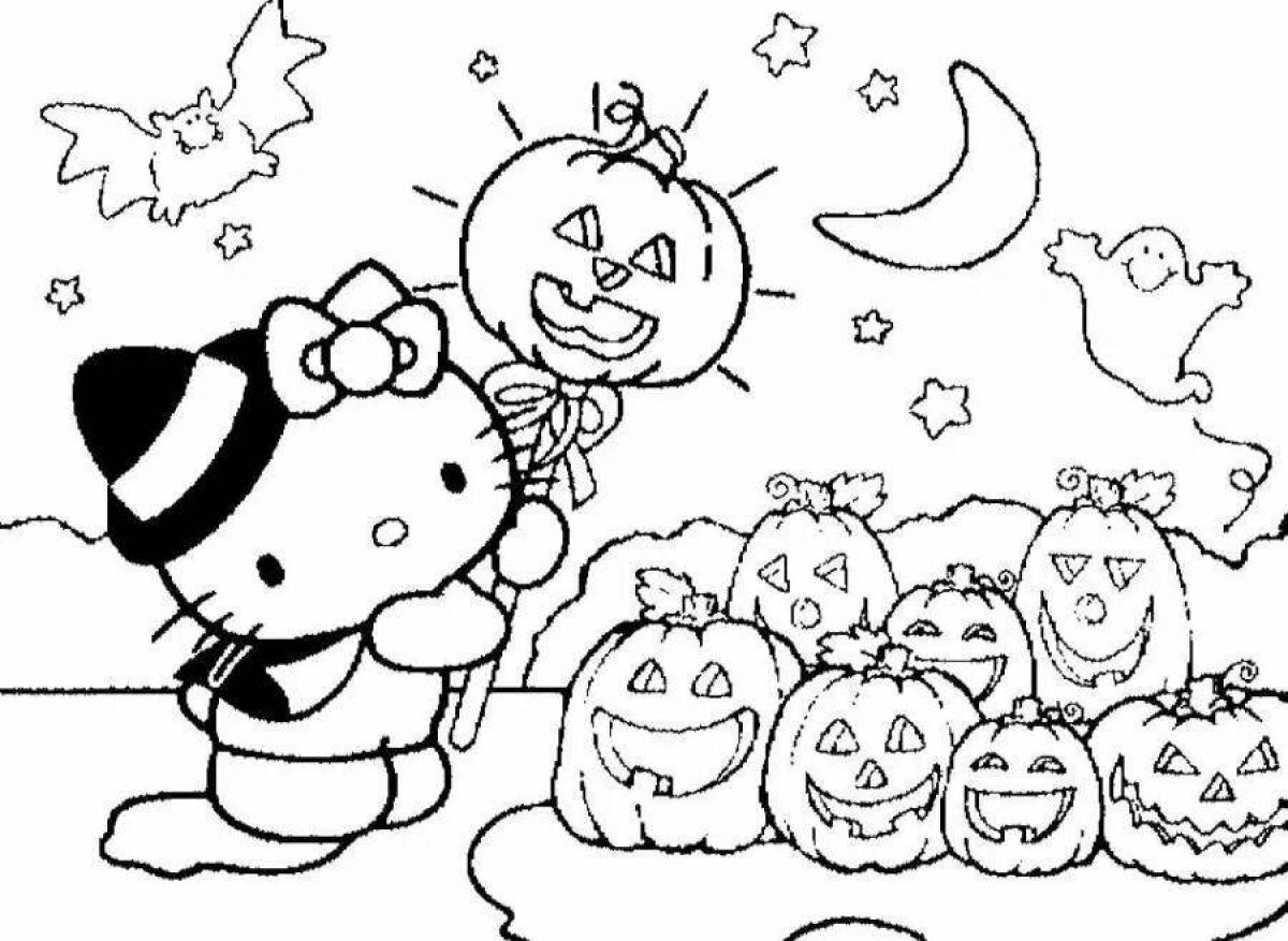 Ethereal Halloween kitty coloring book