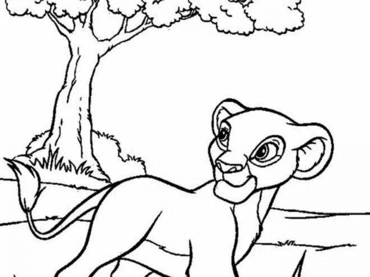 Simba's ferocious cat coloring page