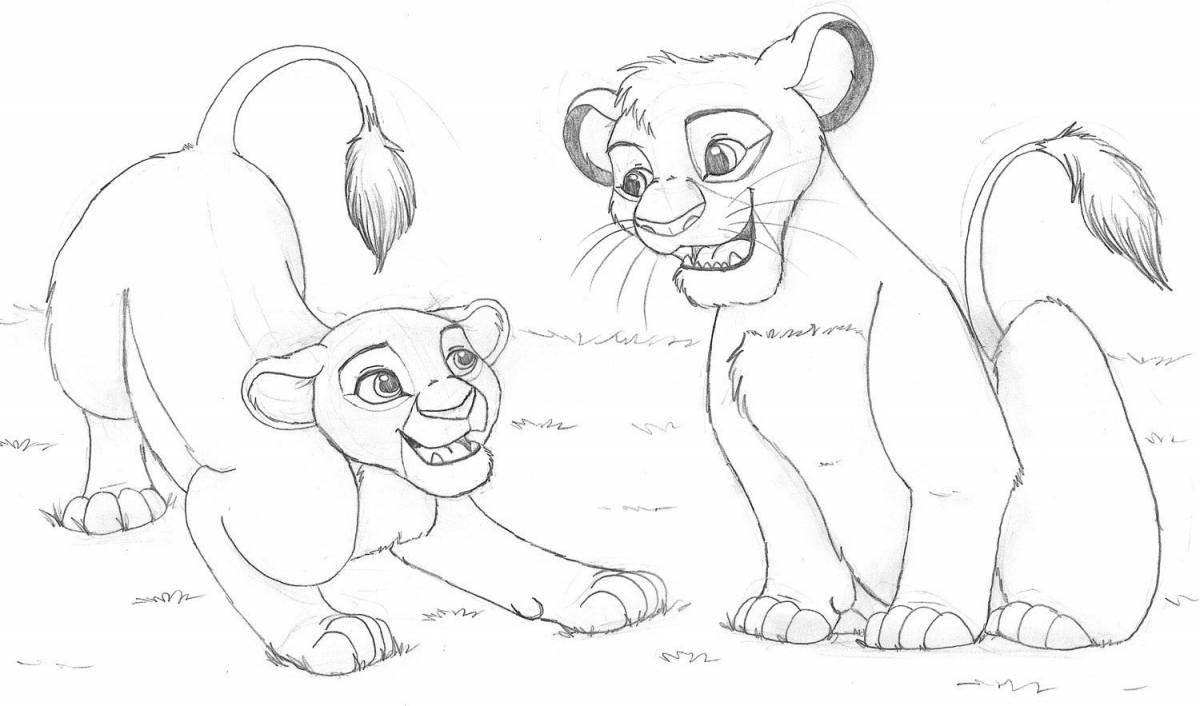 Colorful simba cat coloring page
