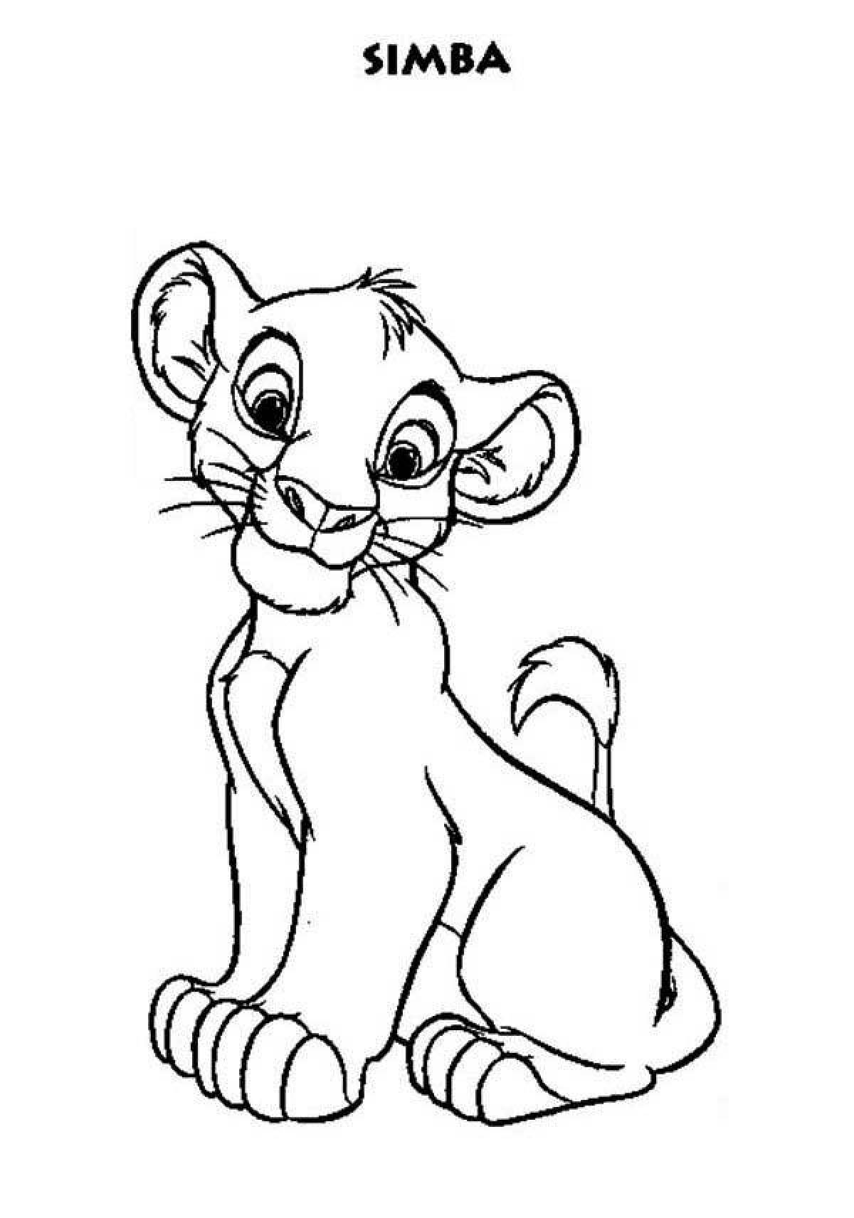 Coloring page adorable cat simba