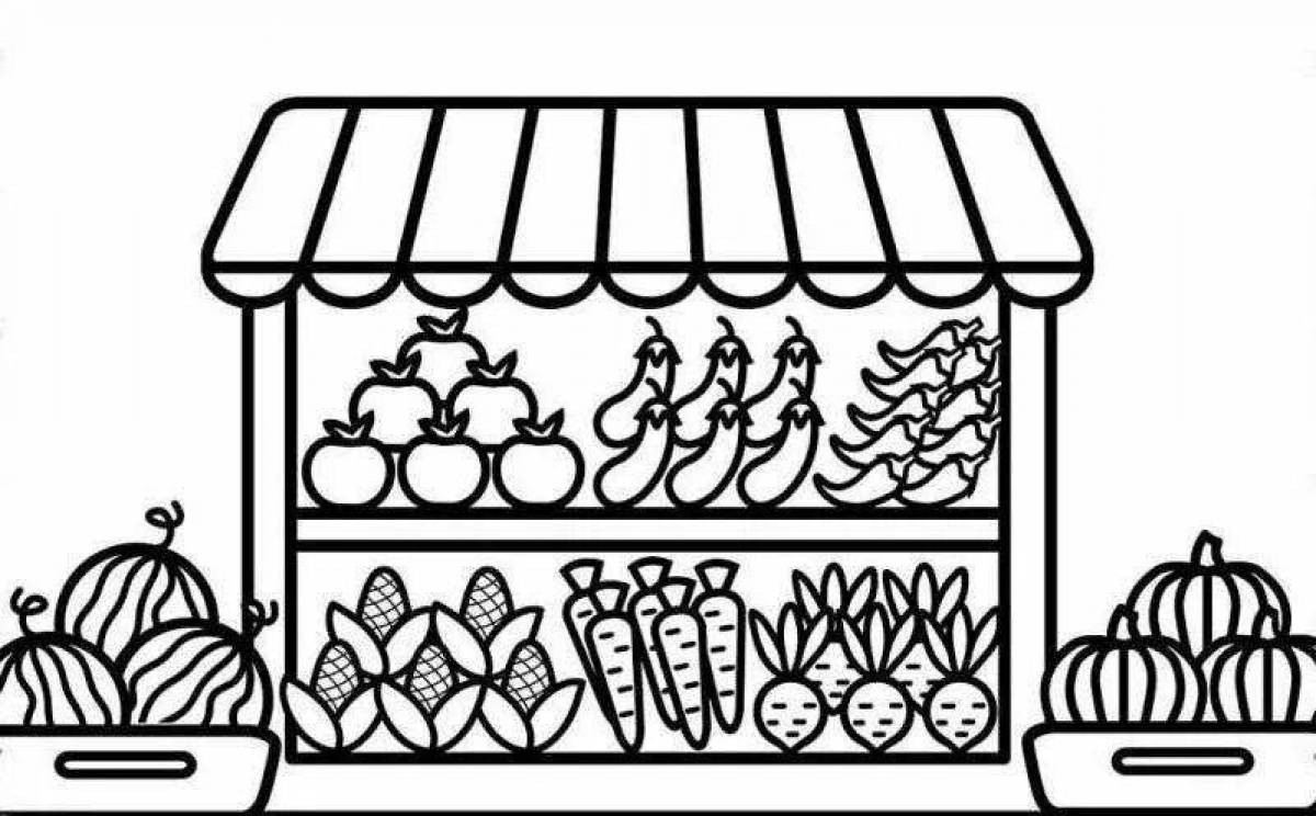 Colorful shop window coloring book